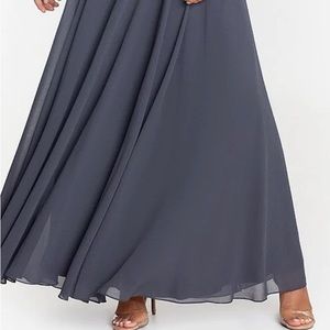 Beaded Bodice Round Neck Short Sleeve Chiffon Gown